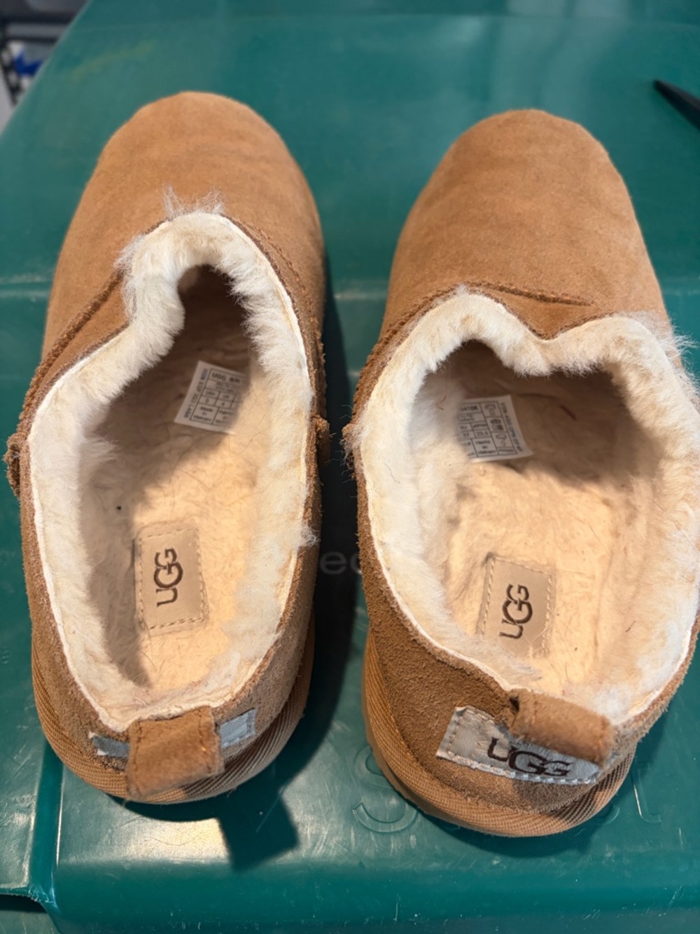 UGG Chestnut Suede Shearling Slip-On Shoes